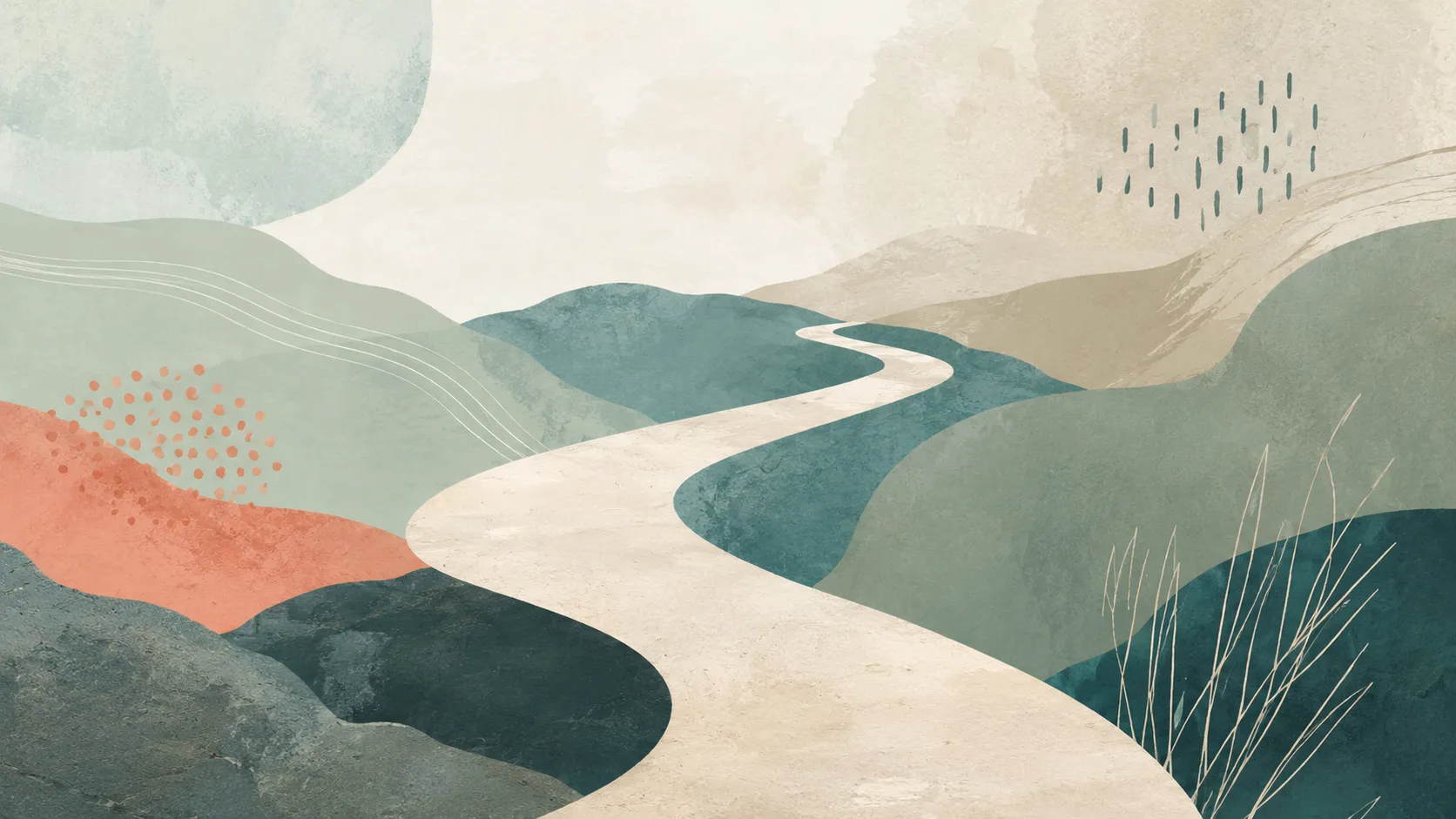 A clear path through gentle abstract marks, suggesting focus and different ways of processing.